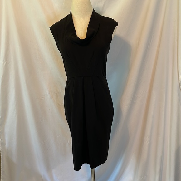 Cowl Neck Fitted LBD with Pockets - Picture 2 of 6